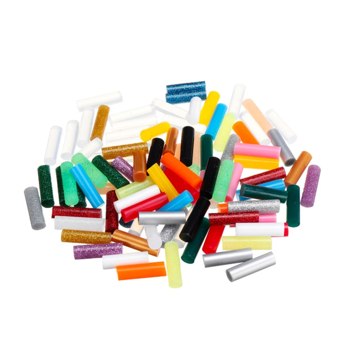 (100er Set) Ø7mm Ersatz Mini Klebe Sticks für Heissleim Klebepistole - Bunt (Glitzer)