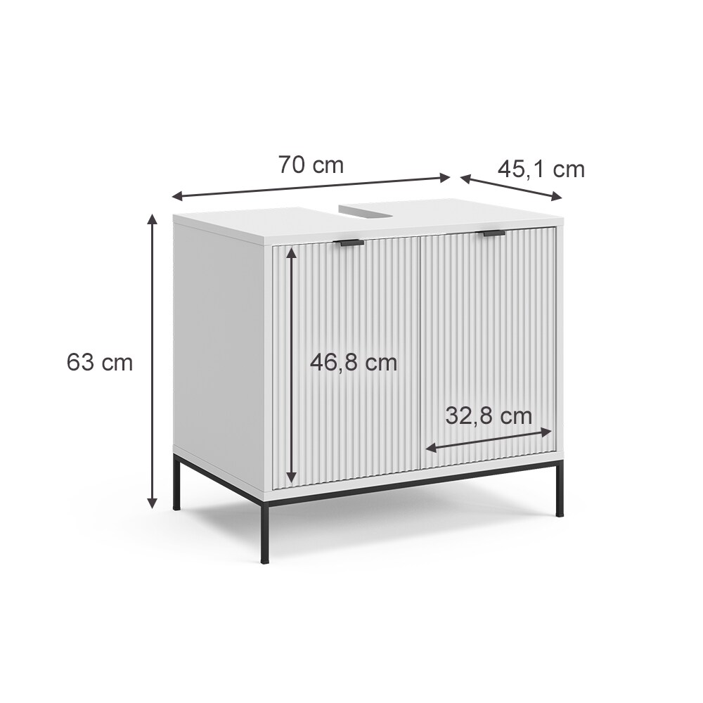 Vicco Waschbeckenunterschrank Eliza Weiß 70 x 63 cm mit 2 Türen
