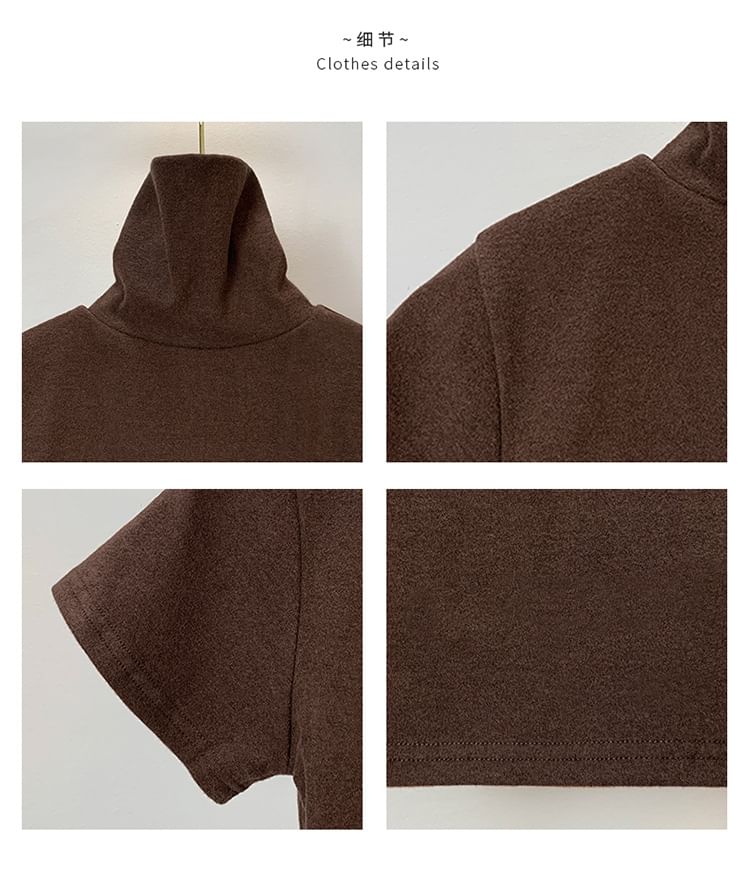 Leandra - T-shirt met korte mouwen en mockneck, effen