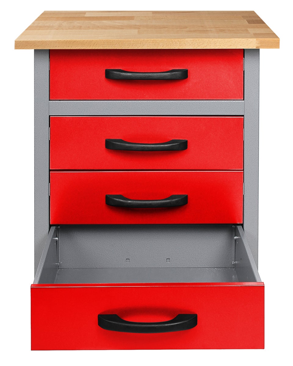 Ondis24 Bernd werkbank, 60 cm, rood, H85, 4 laden