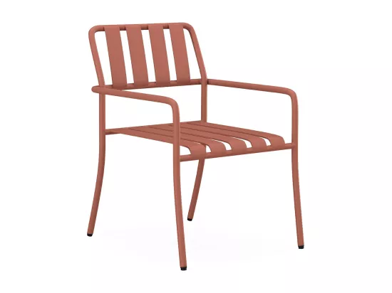 Lot de 2 fauteuils de jardin empilables en métal - Terracotta - BIRMOS de MYLIA