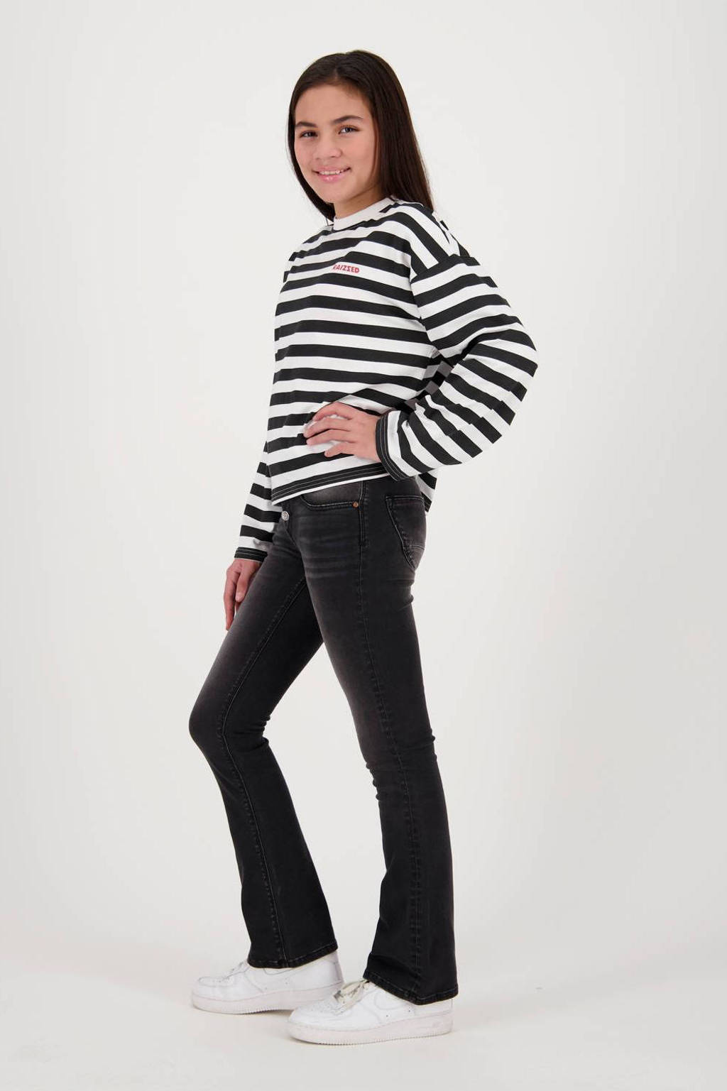Raizzed gestreepte longsleeve Kiki zwart/wit
