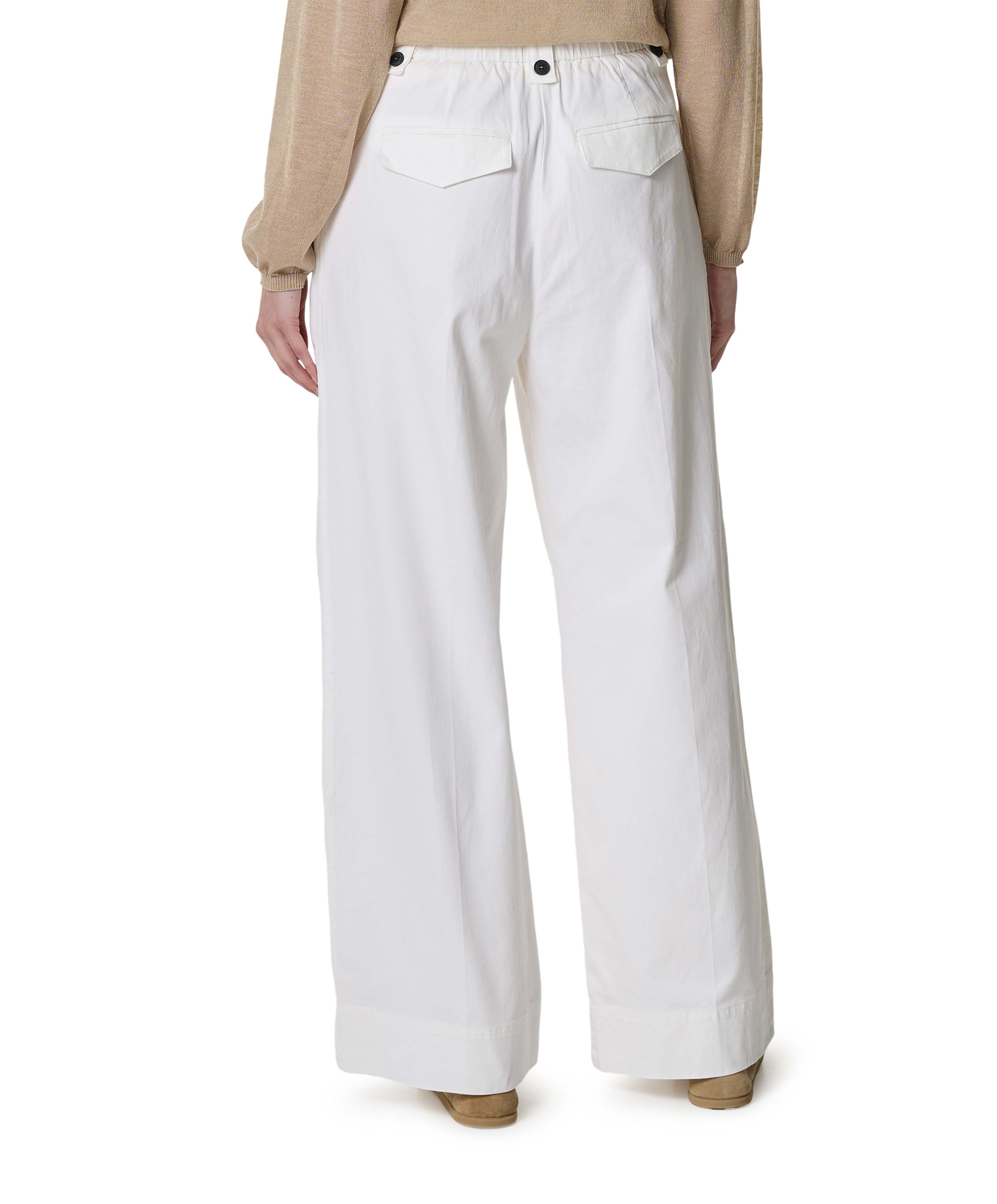 YAYA Geweven met strikkoord dames broek ecru