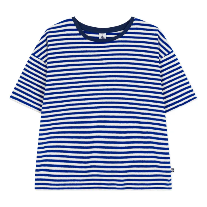 Petit Bateau T-shirt Eponge Rayé - Collection Femme | Bleu