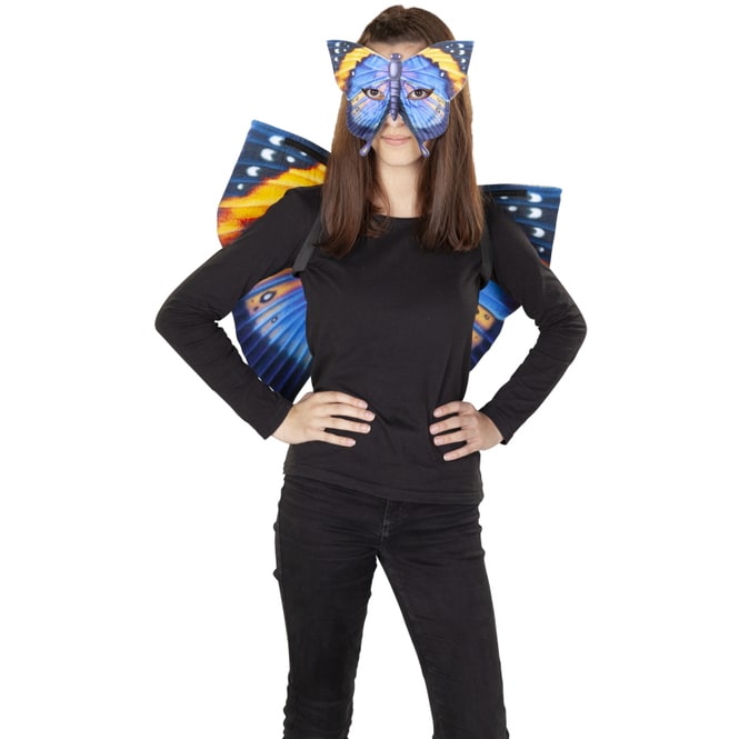 Faschingsset - Blauer Schmetterling - für Erwachsene - 2-teilig