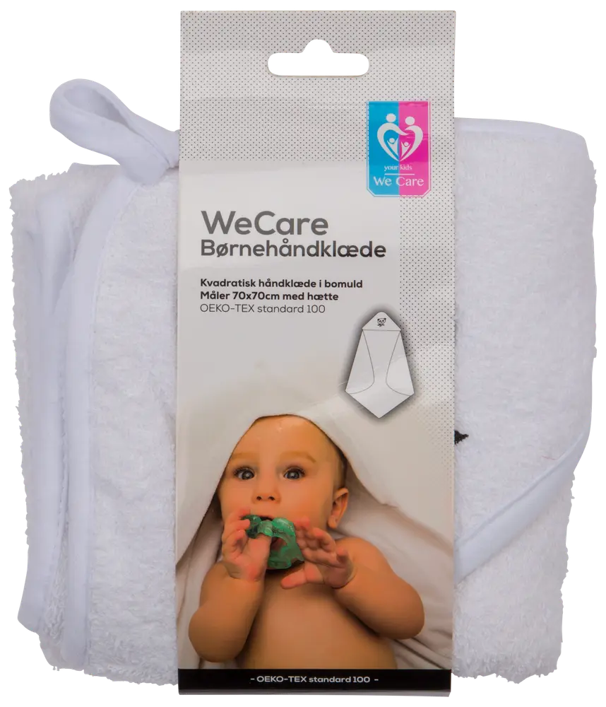 Babyhåndklæde med panda - hvid