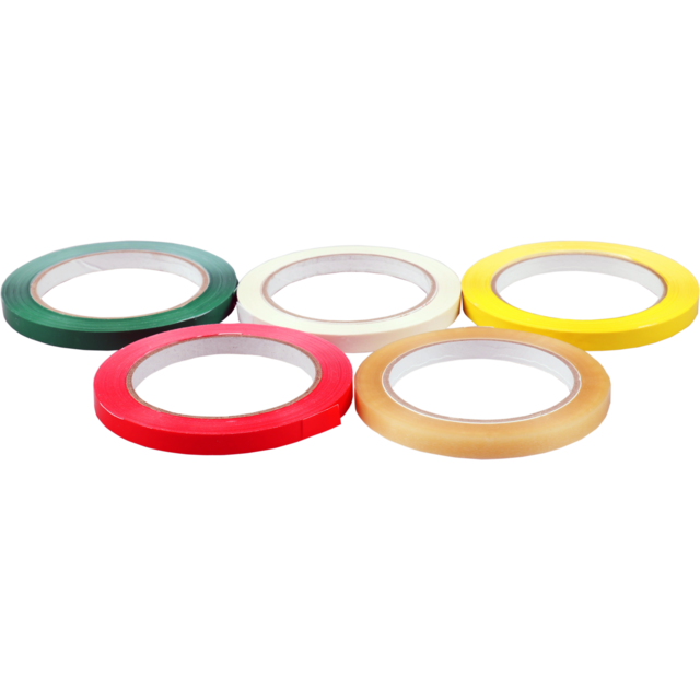 Zakkensluiter, PVC, 9mm, 66m, geel