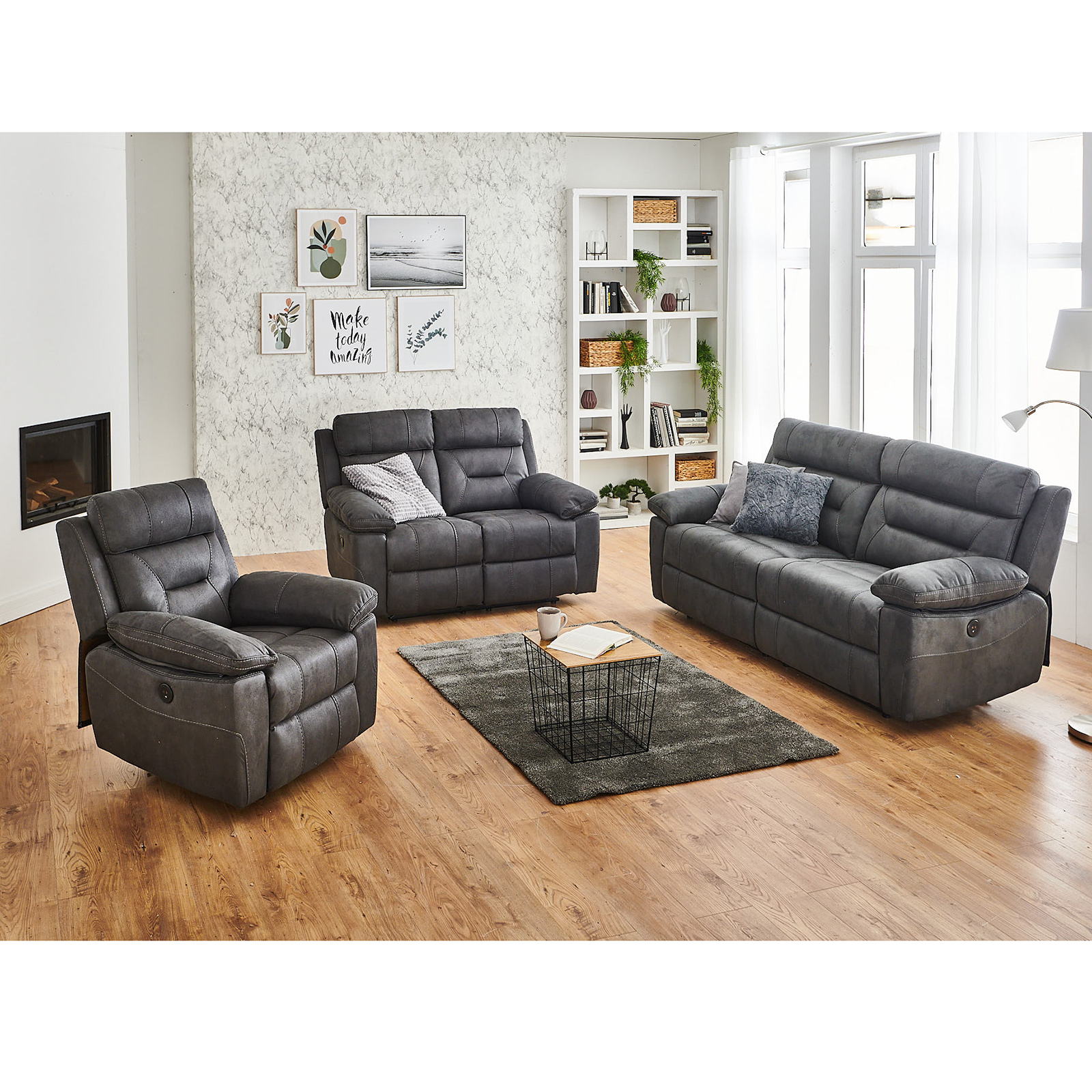 Relaxsessel - grau - mit Relaxfunktion - 91 cm breit