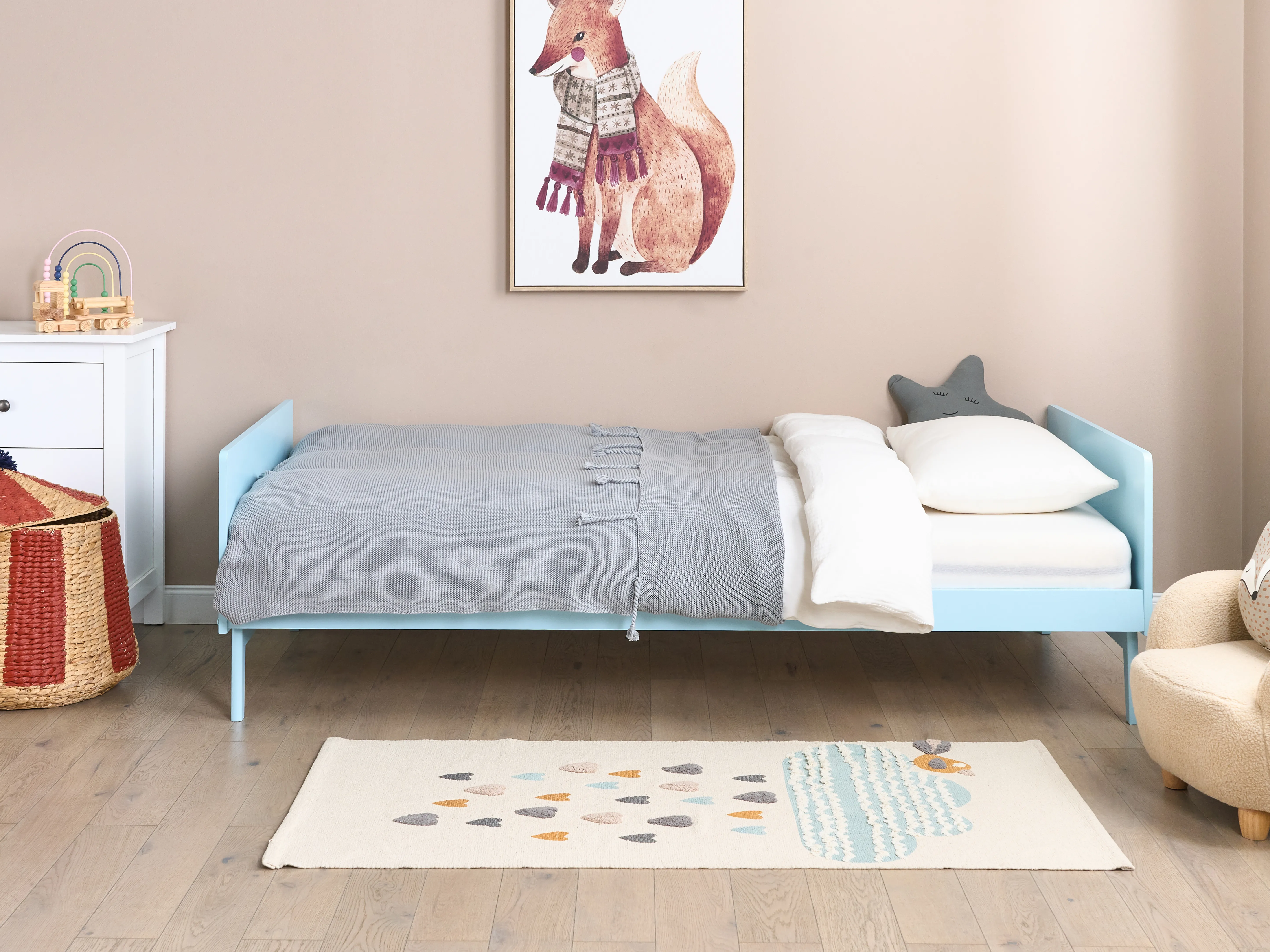 Bed Dennenhout BONNAC 90 x 200 cm Lichtblauw
