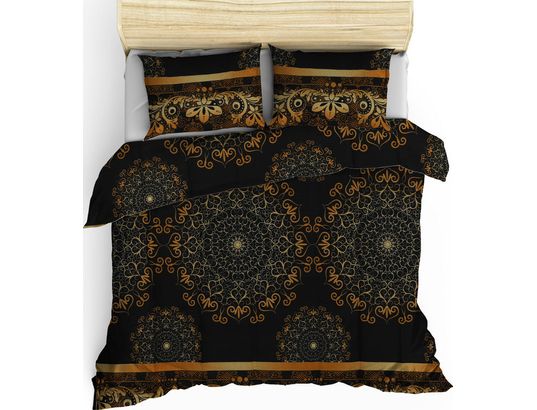 CONCEPT1 - Parure de lit housse de couette Osmanli 240x220cm + 2 taies 60x60 jaune