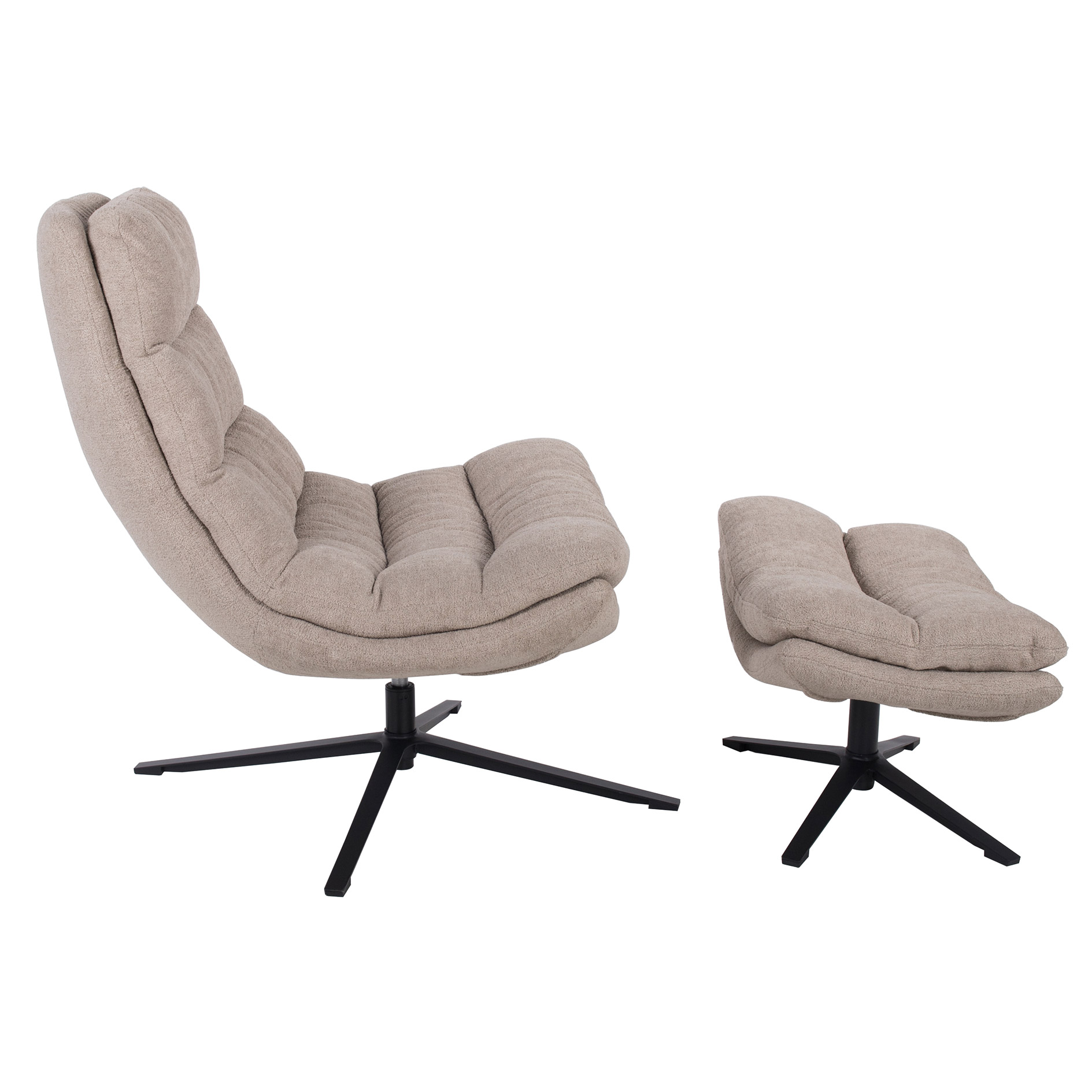 Relaxsessel mit Hocker - sand - drehbar