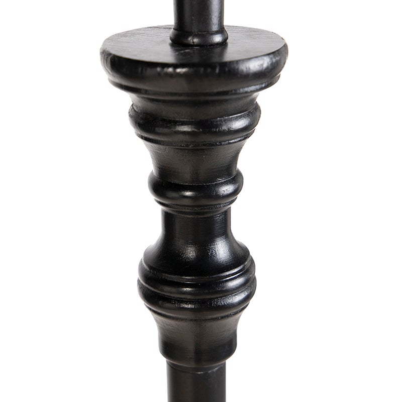 QAZQA - Classic I Antiek Klassieke Vloerlamp Zwart - Classico I Woonkamer I Slaapkamer - Hout Rond I Langwerpig - LED compatibel E27