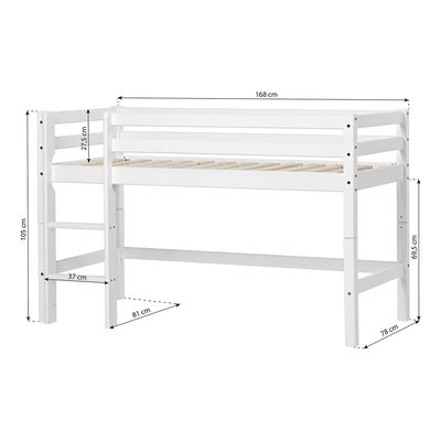 Hoppekids Basic Halvhøy Loftseng 70x160, Hvit