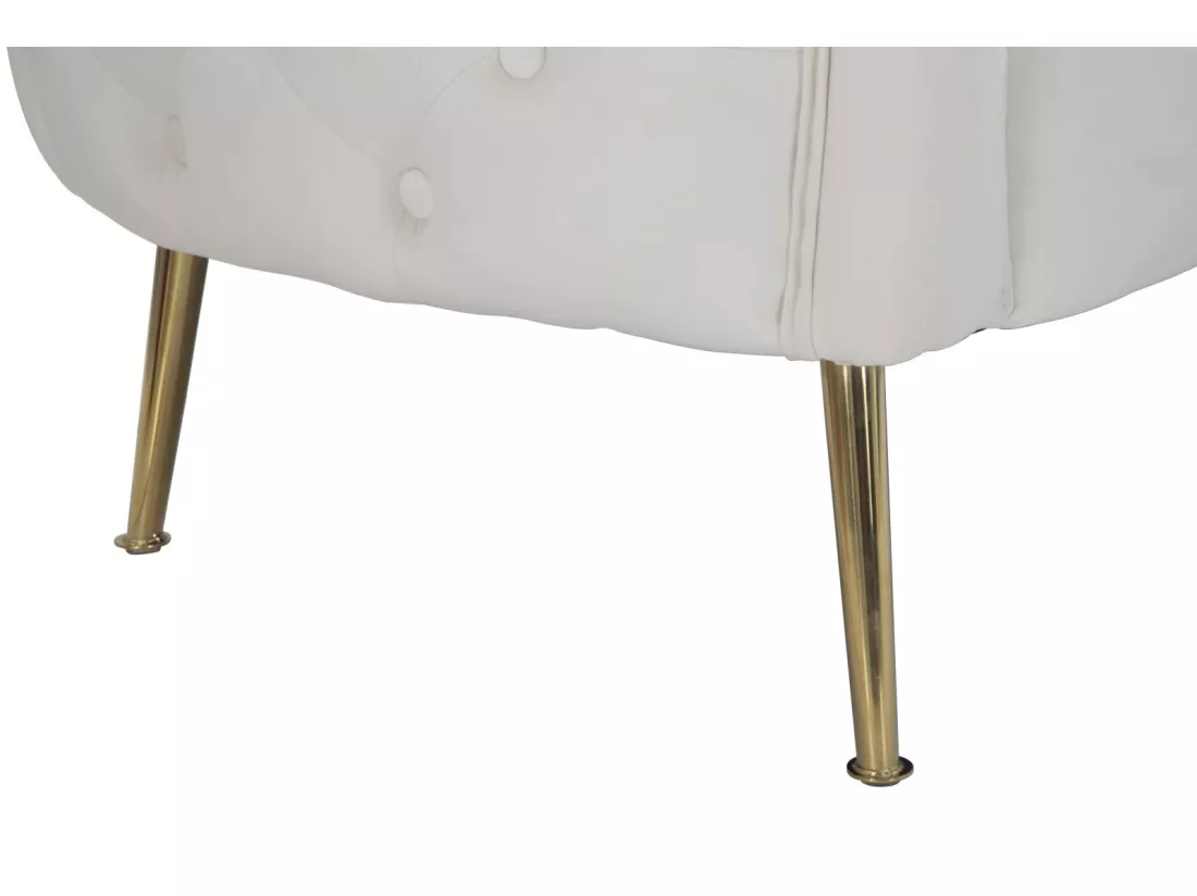 Canapé en tissu beige avec jambes dorées cm 127x74x71
