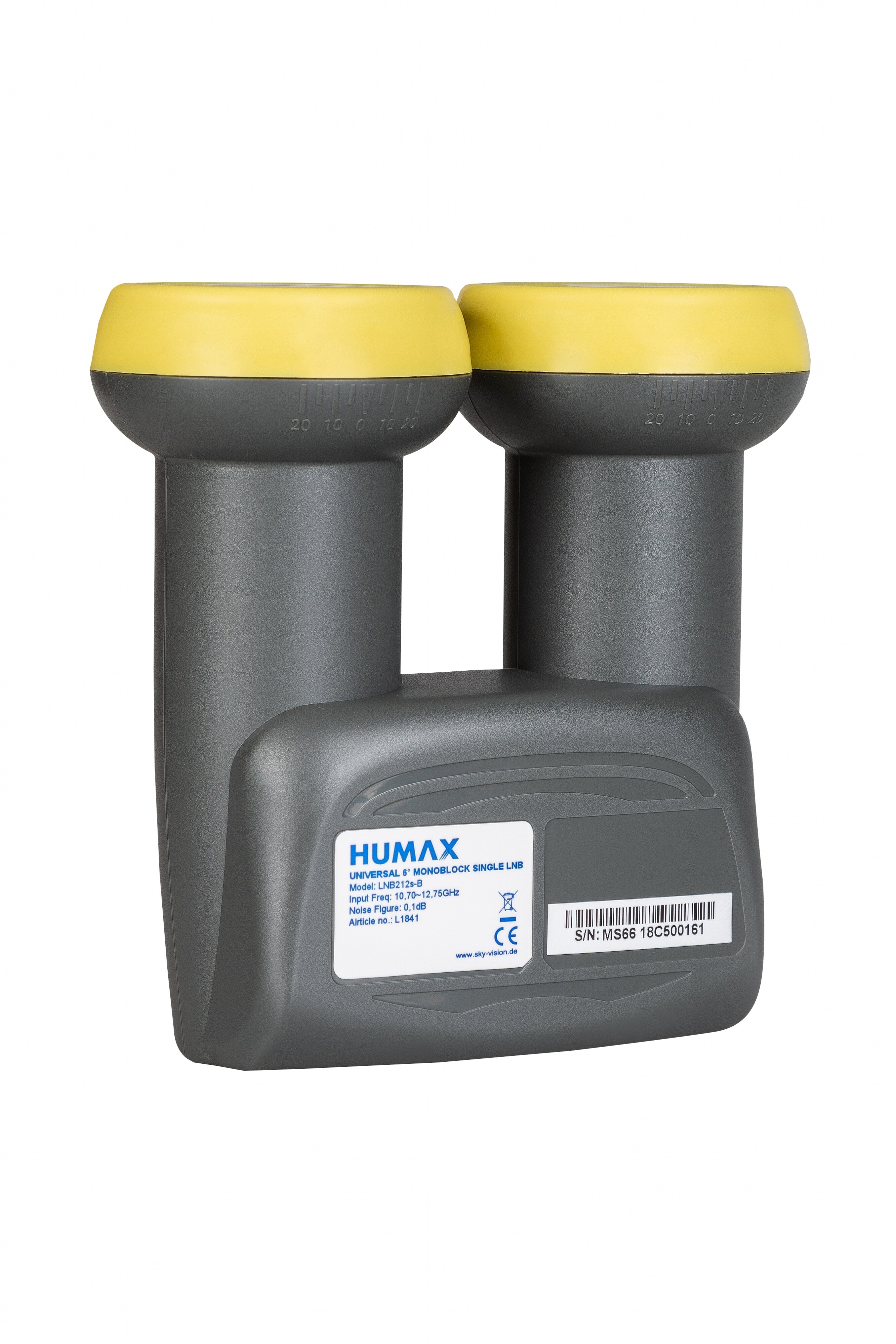 Humax Single Monoblock LNB, 1 Teilnehmer für 2 Satelliten, 0,1 dB