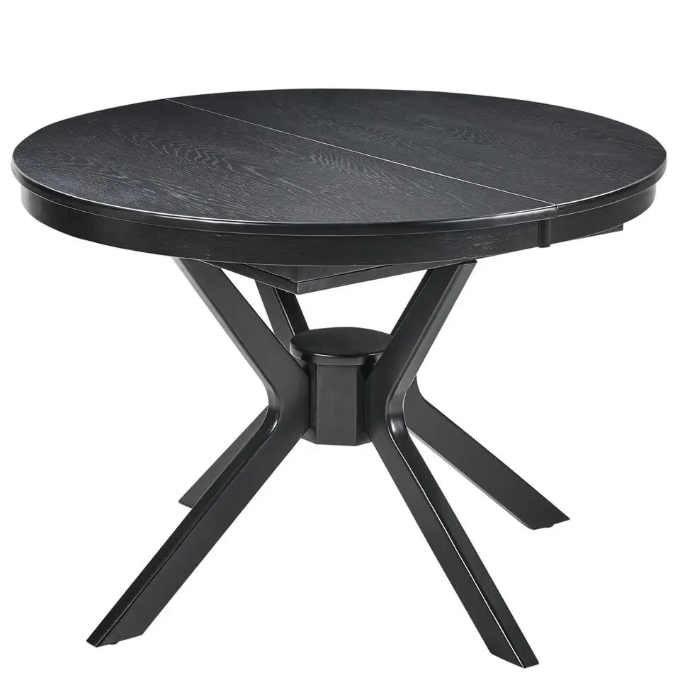 TYMIS - Eettafel - Zwart houtkleur - 110-130x110cm - MDF