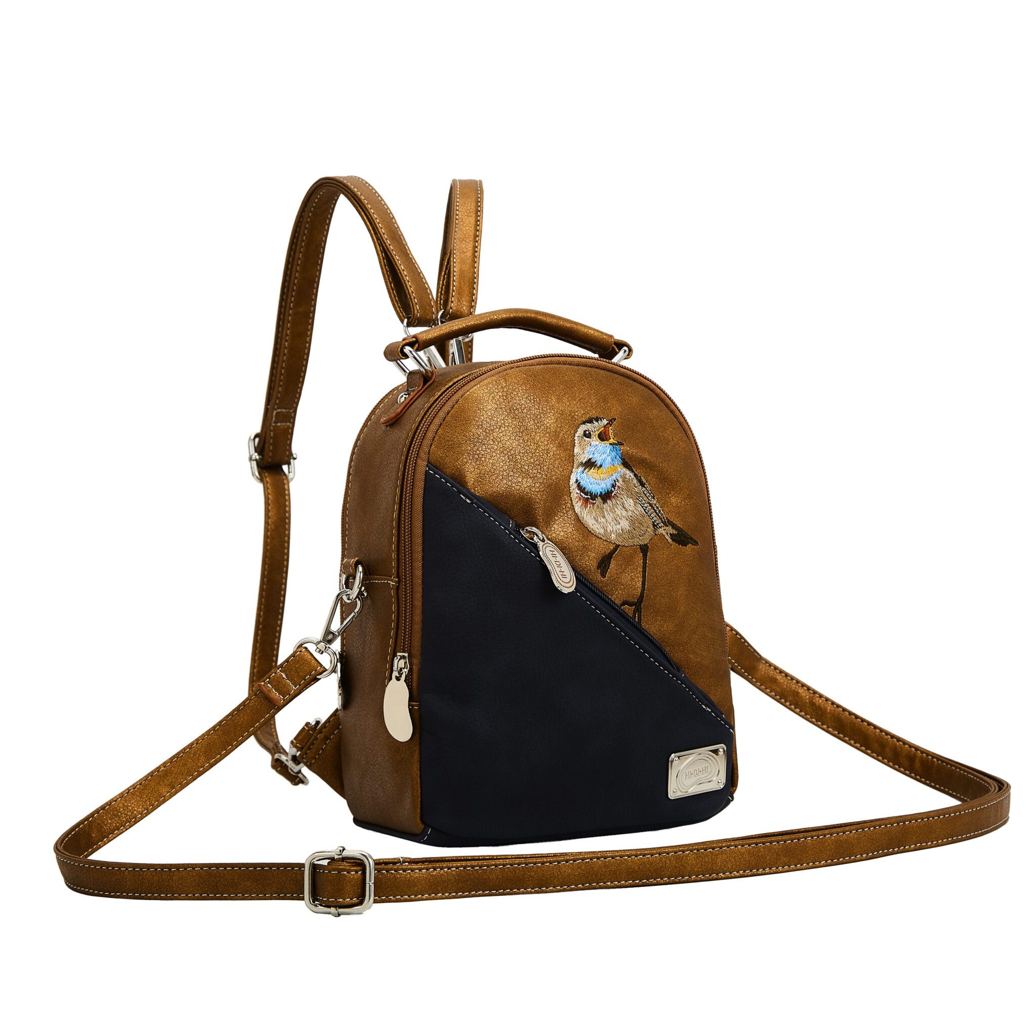 Hi-di-Hi Brave Backpack/ Shoulder/- Handbag Bronze/ Dark Blue