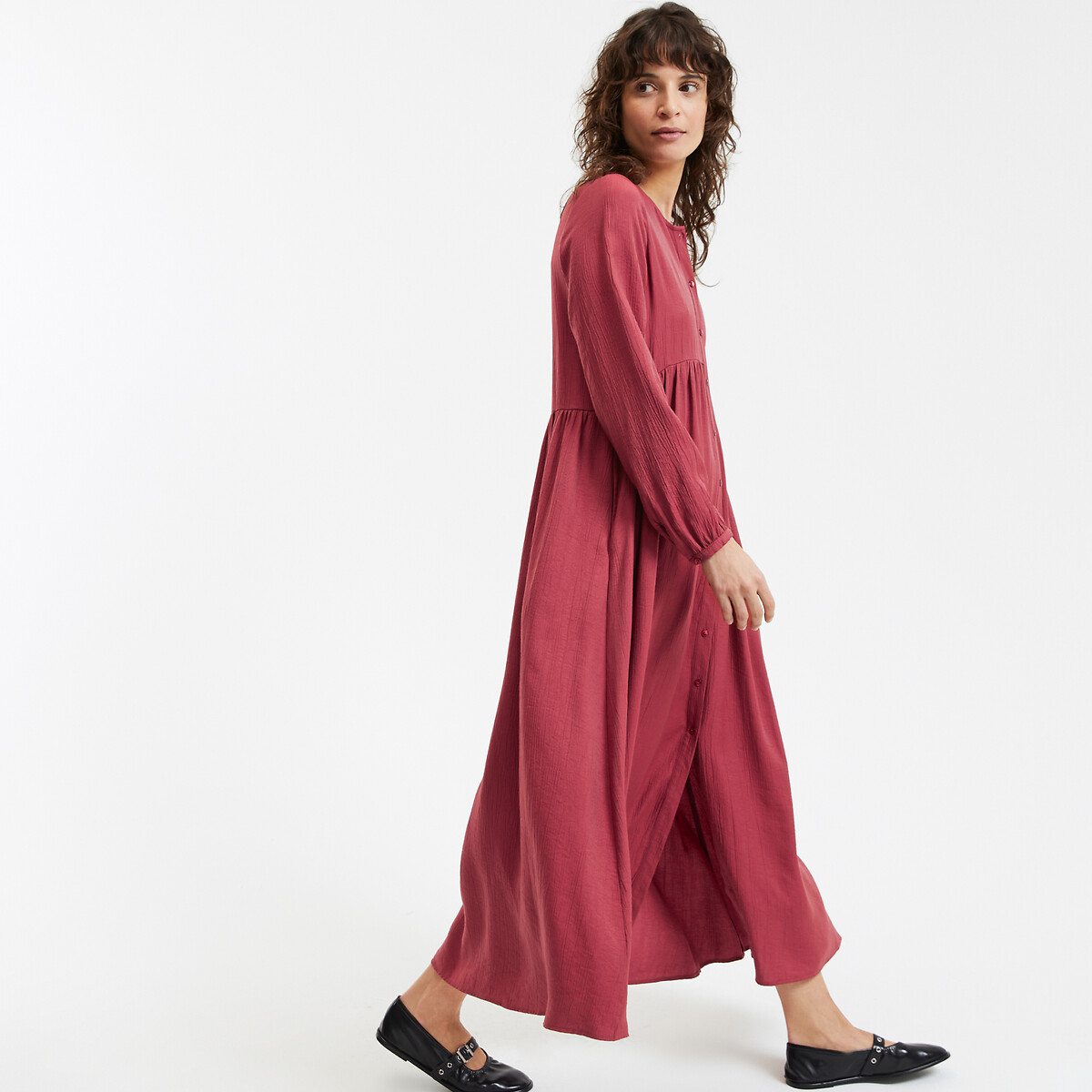 COLEÇÕES LA REDOUTE<br>Vestido longo, mangas compridas. Assinatura SUZIE
