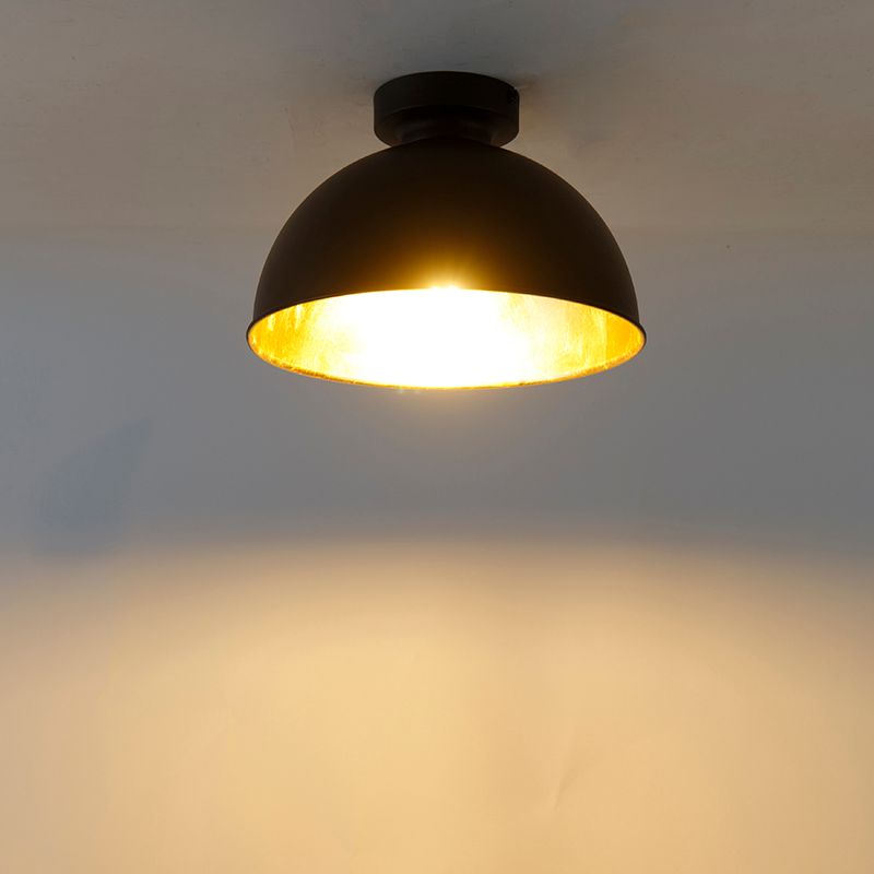 Industriële plafondlamp zwart met goud 28 cm - Magnax