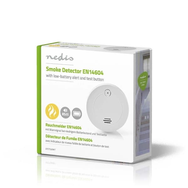 Nedis Røykvarsler | Batteri drevet | batteritid opp til: 1 år | EN 14604 | Med test knapp | 85 dB | ABS | Hvit