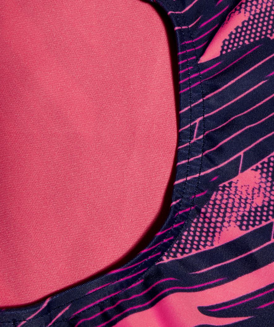 Speedo badedragt til piger - Hyperboom Allover Medalist - Mørkeblå/pink