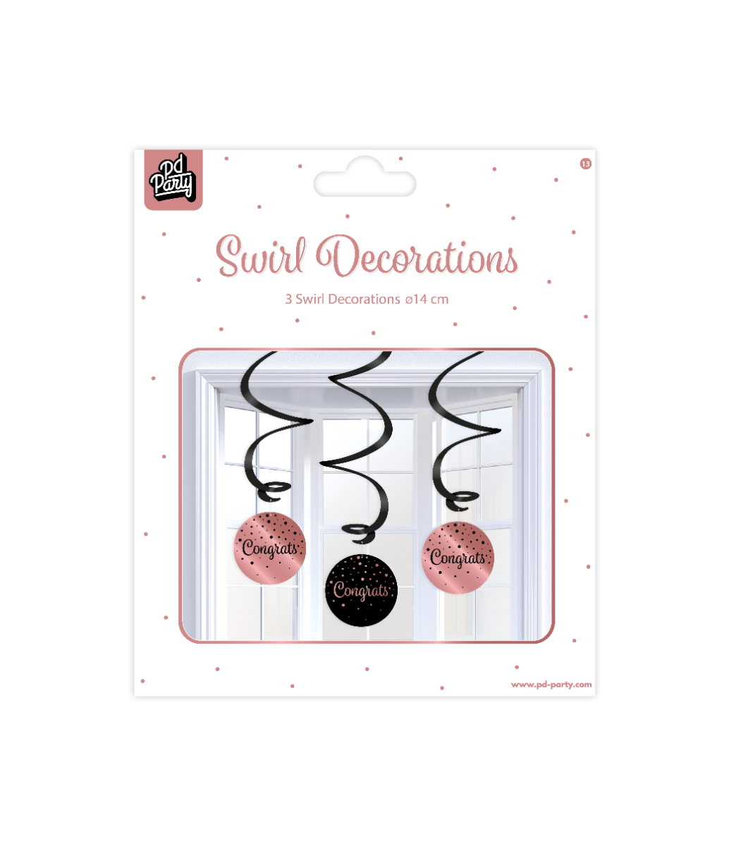 Roze Zwarte Hangdecoratie Congrats 17cm