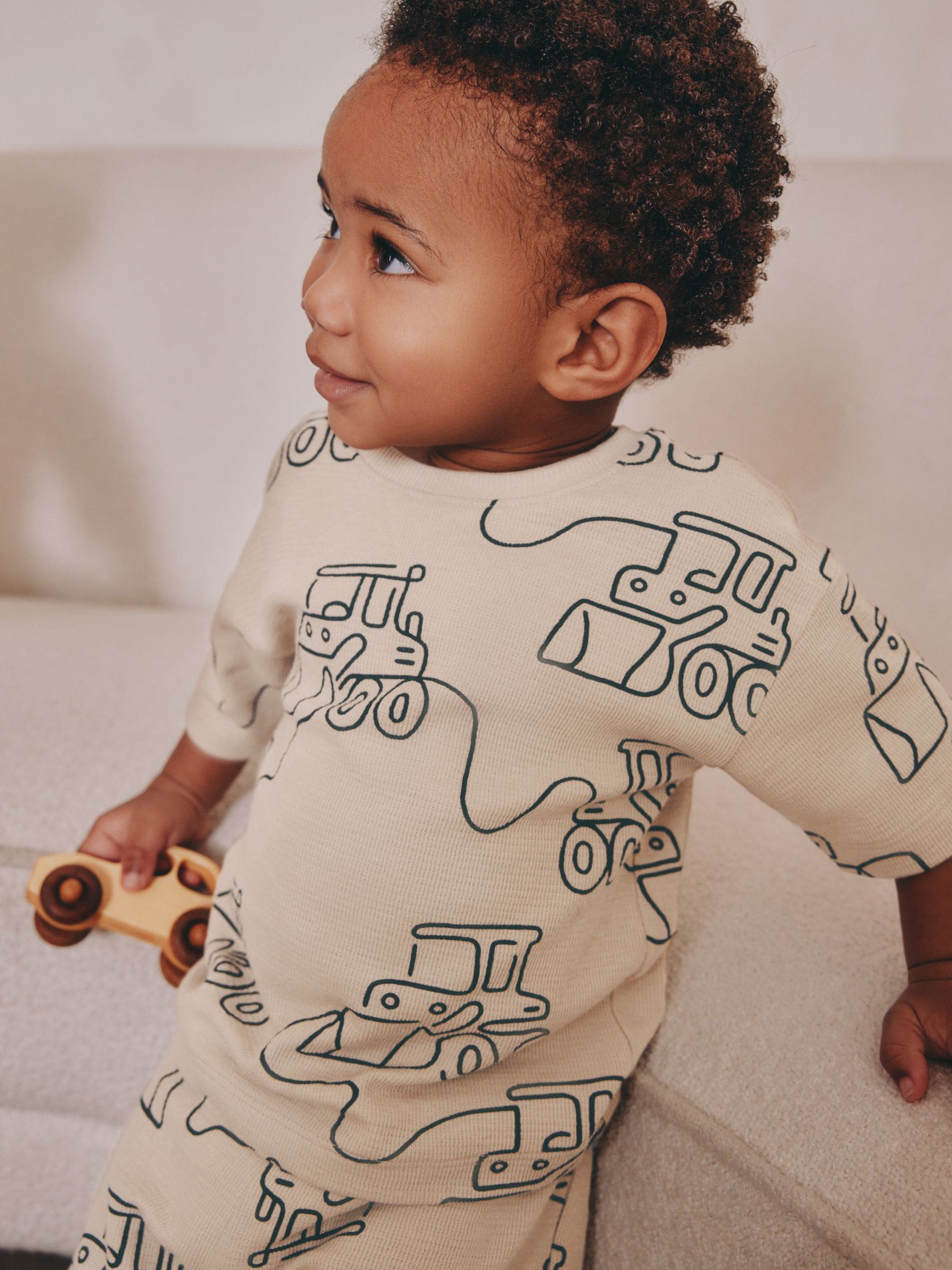 Groen/grijs lineaire print - Verpakking van 3 korte pyjama's (9mnd -10jr)