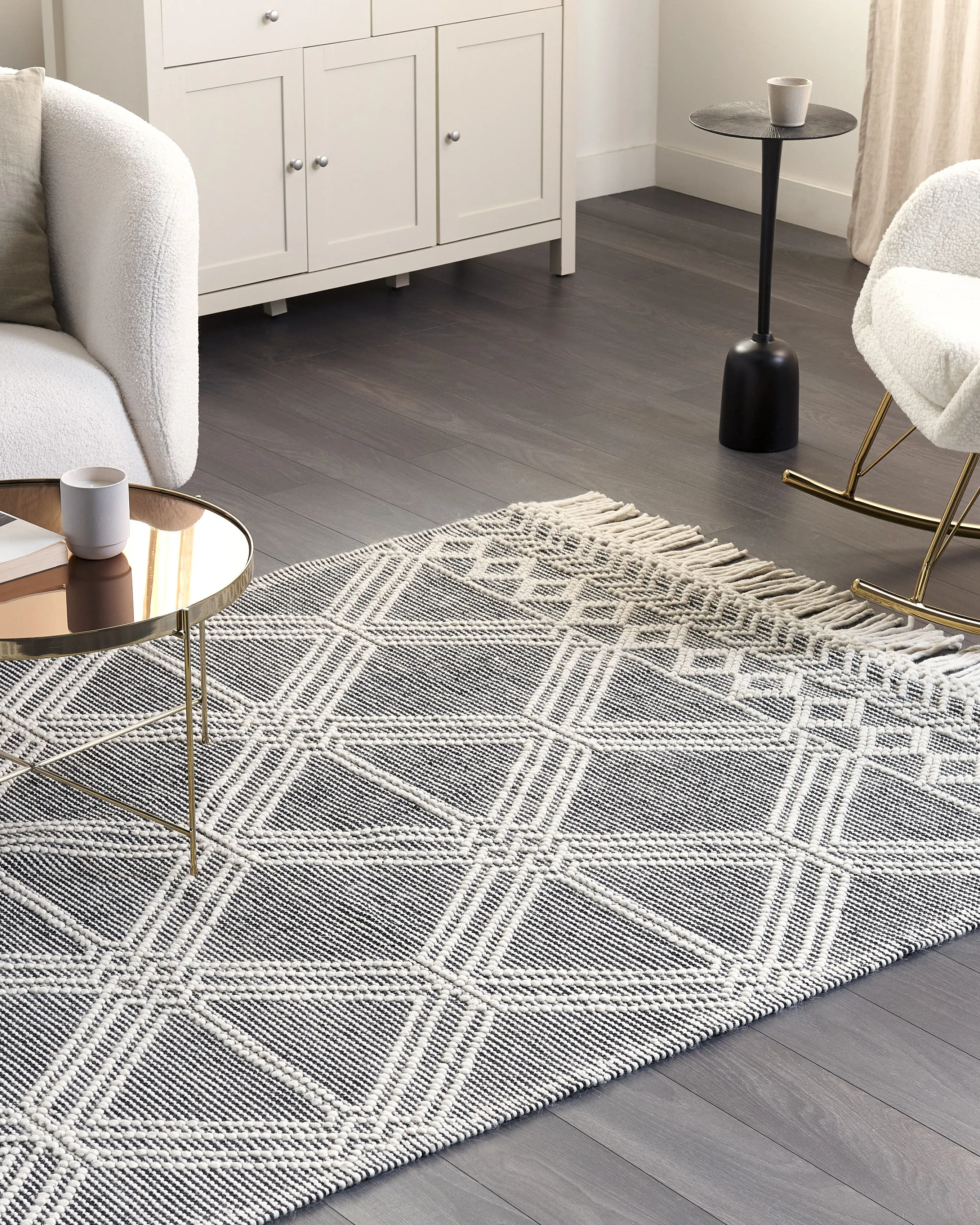 Vloerkleed TOPRAKKALE Grijs 160 x 230 cm Wol