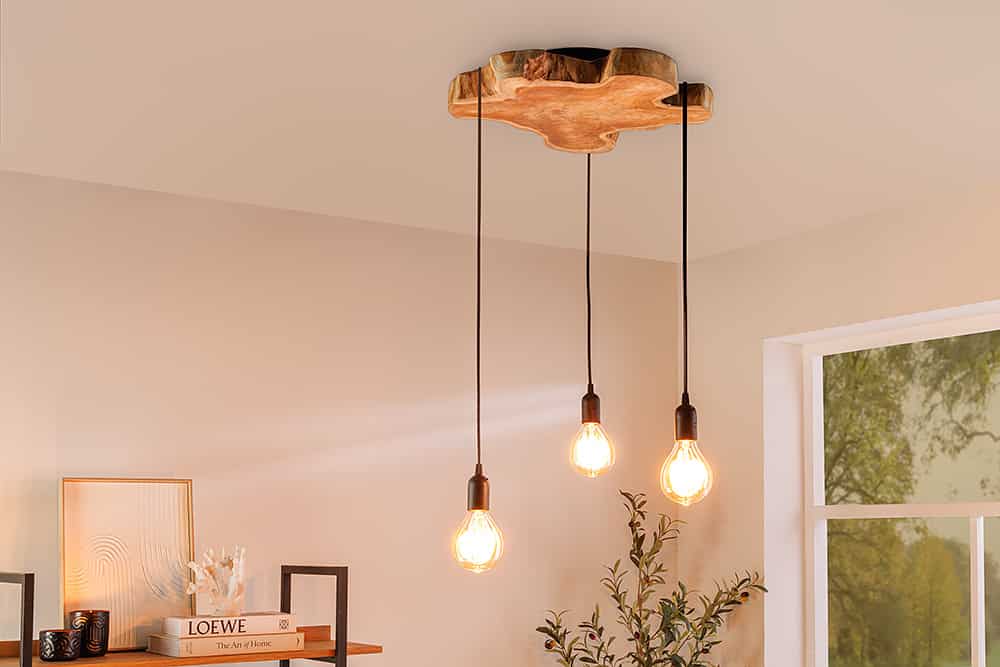 Handgefertigte Hängeleuchte HYPNOTIC 50cm natur Longan Massivholz