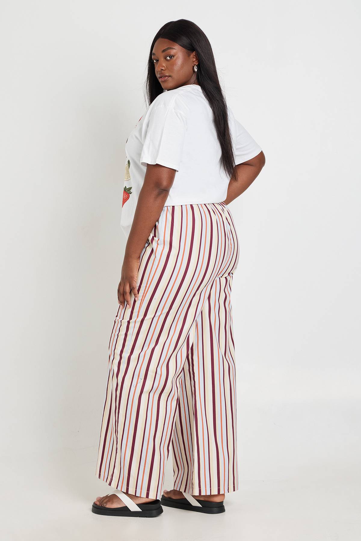 boohoo Pantalon Large Grande Taille En Popeline Avec Cordon De Serrage