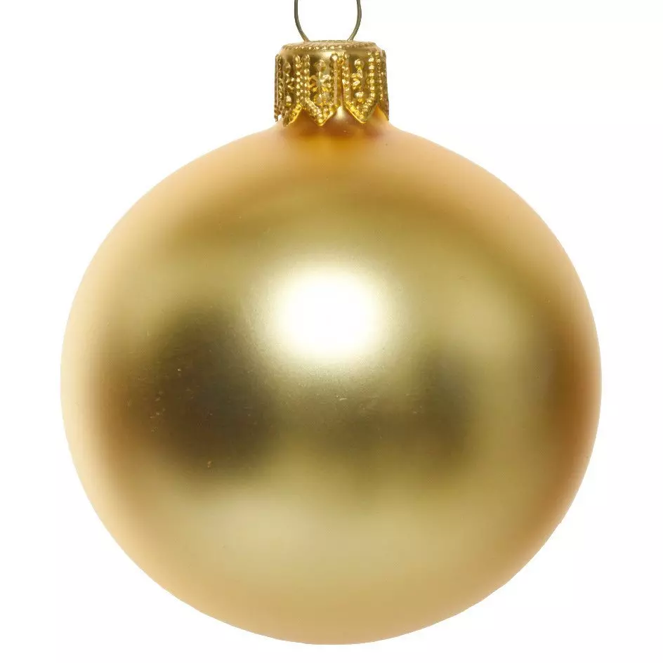 Lot de 4 boules de Noël en verre (D100 mm) Arctique mate Or