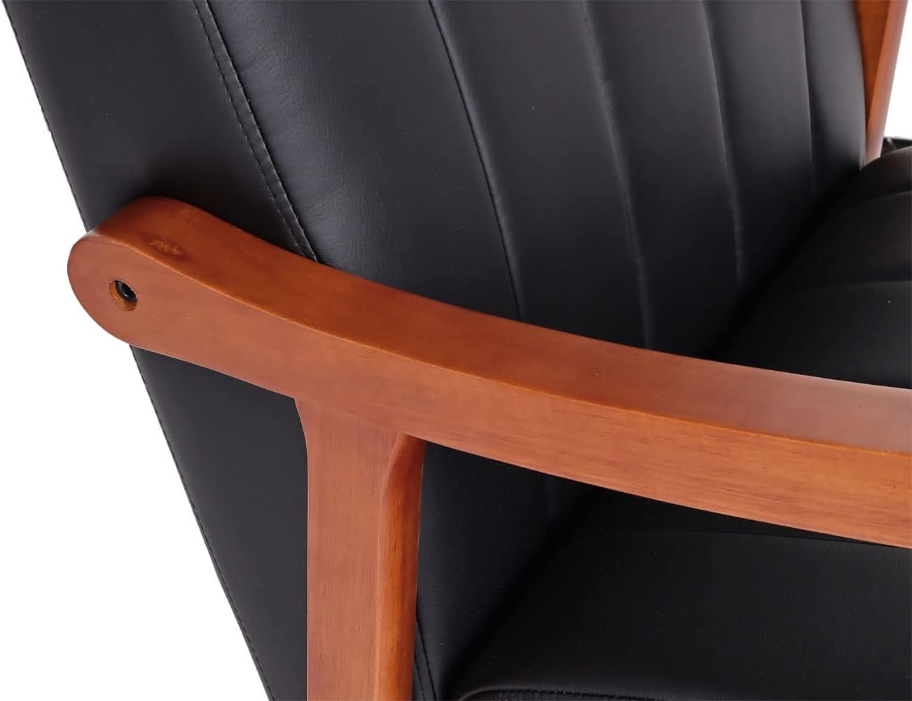 Mendler Schaukelstuhl HWC-K10, Schaukelsessel Schwingstuhl Relaxsessel FSC® - Kunstleder schwarz, Gestell Walnuss-Optik