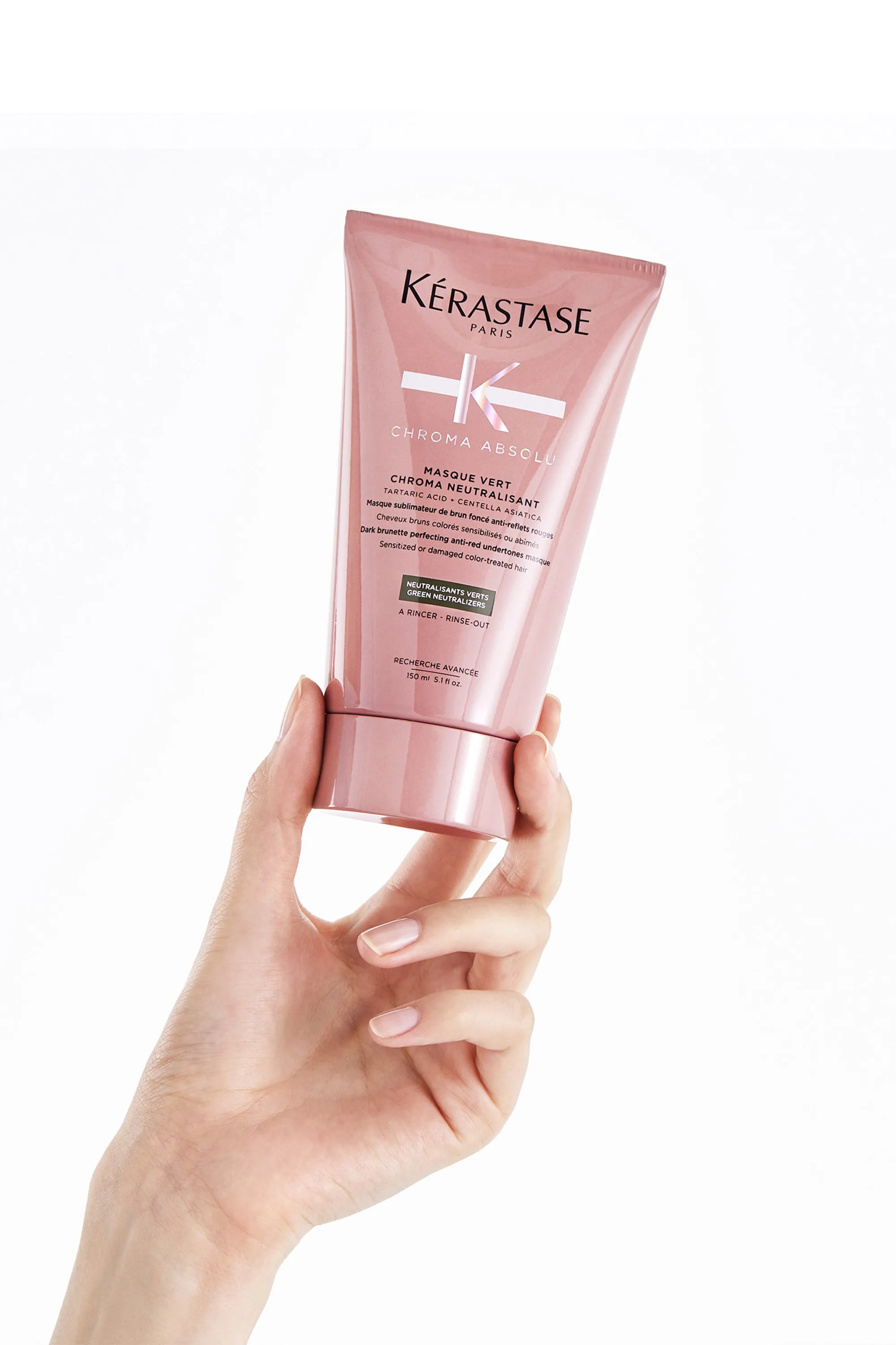 Kérastase Masque cheveux bruns colorés anti reflets rouges Chroma Neutralisant Vert-150 ml