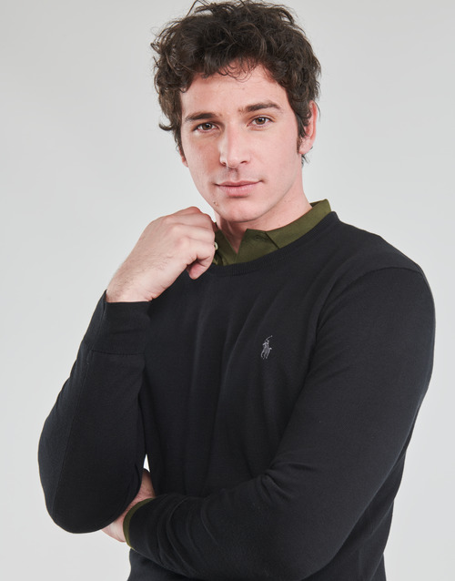 Polo Ralph Lauren - PULL COL ROND AJUSTE EN COTON PIMA LOGO PONY PLAYER Negro