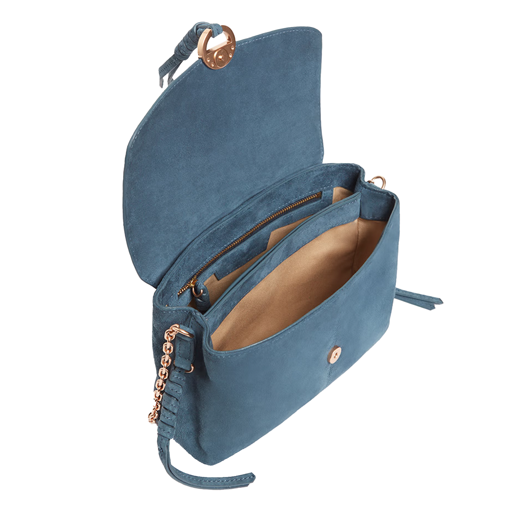 CLUTCH - Sac porté épaule en cuir velours| Bleu