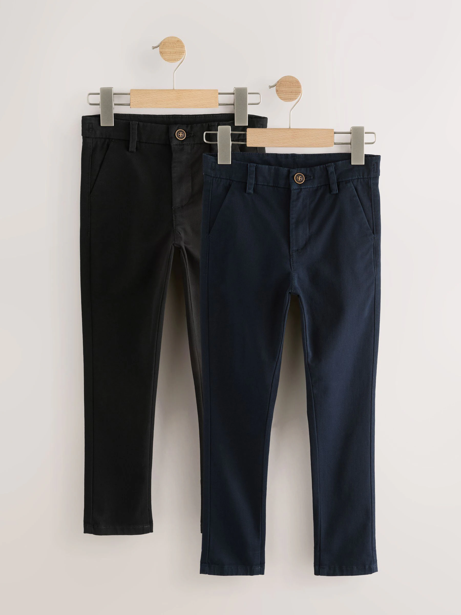Zwart/marineblauw - Stretch skinny chino's verpakking van 2 (3-17jr)