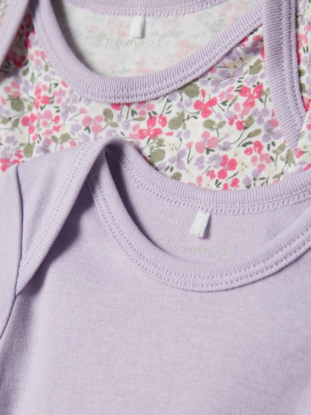 Name It Langarmbody »NBFBODY für Mädchen mit Herzprint und weicher Baumwolle«, 3 Stk. bedruckt, regular fit, Baumwolle, amerikanischer Ausschnitt