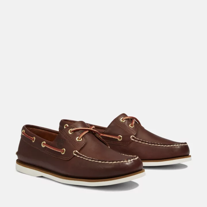 Chaussure bateau classique 2 œillets pour homme en marron