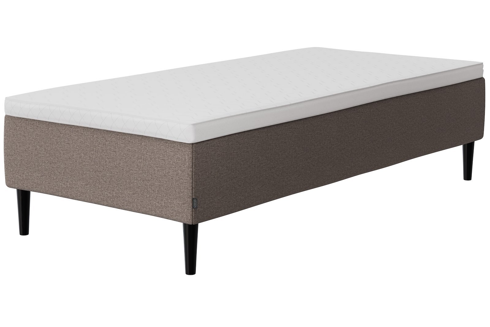 Onyx rammeseng Tekstil 272 muldvarp, ekstra fast, sleep I overmadrass og Conic sorte 18 cm ben,gavl selges separate.