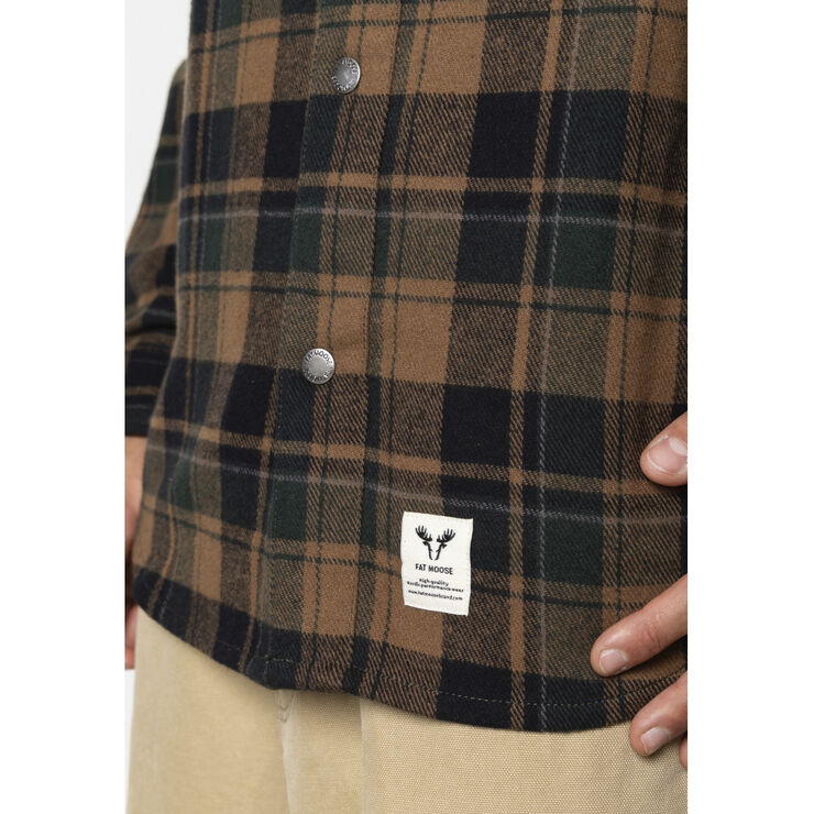 Fat Moose Adrian cotton check shirt Deep green/dark khaki