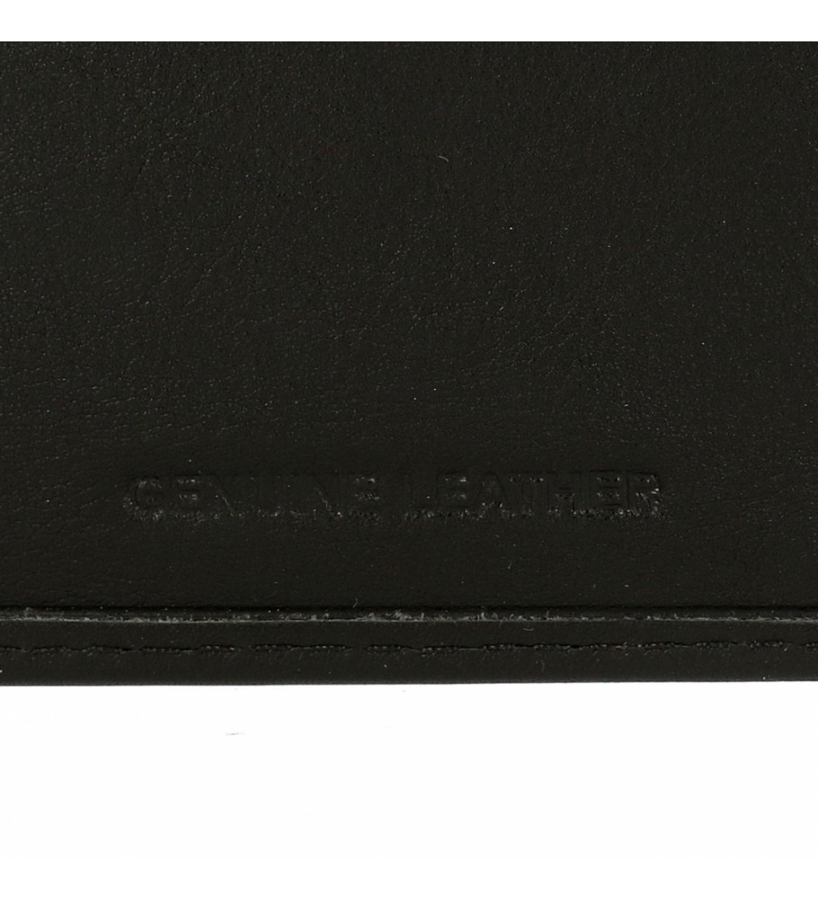 Carteira Pepe Jeans Stricking em couro preto