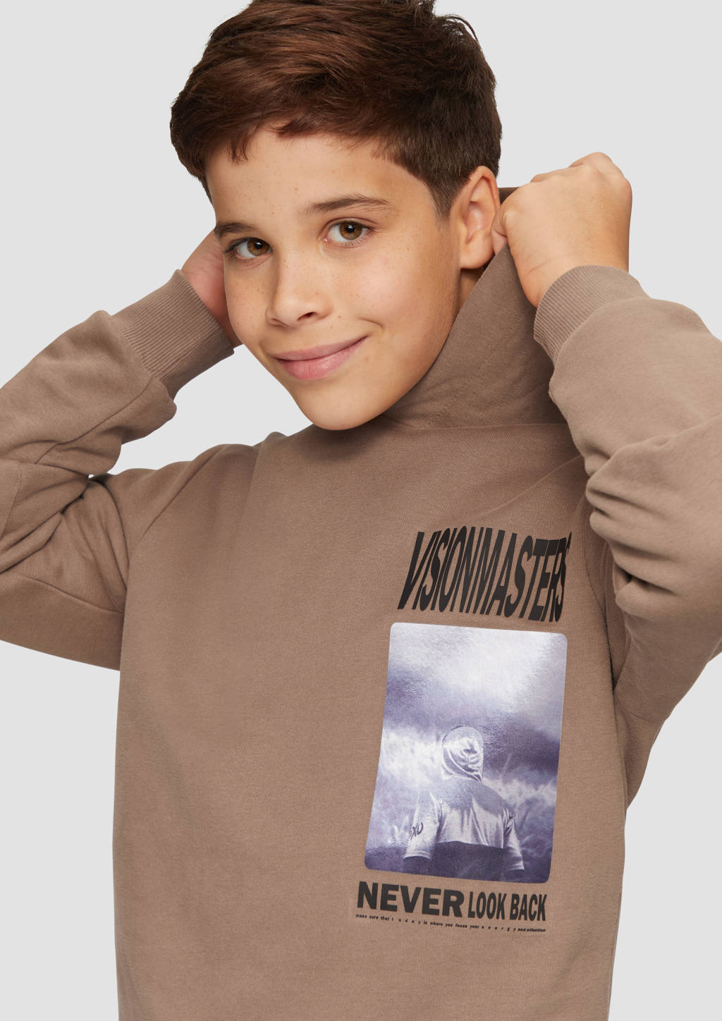 s.Oliver sweater met printopdruk bruin