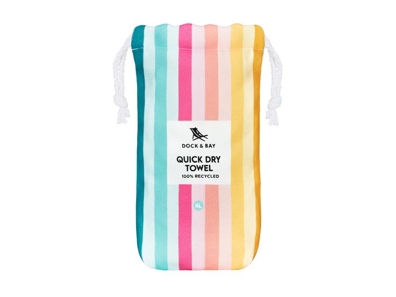 Dock & Bay Strandtuch Coastal Candy 200 cm x 90 cm, Mehrfar Badetuch mit praktischem Stoff-Beutel