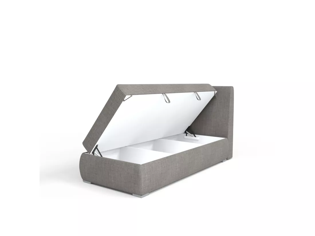 LIT BOXSPRING avec coffre de rangement Buffalo Mini côté droit 100x200 cm, Lux 06 (Gris)