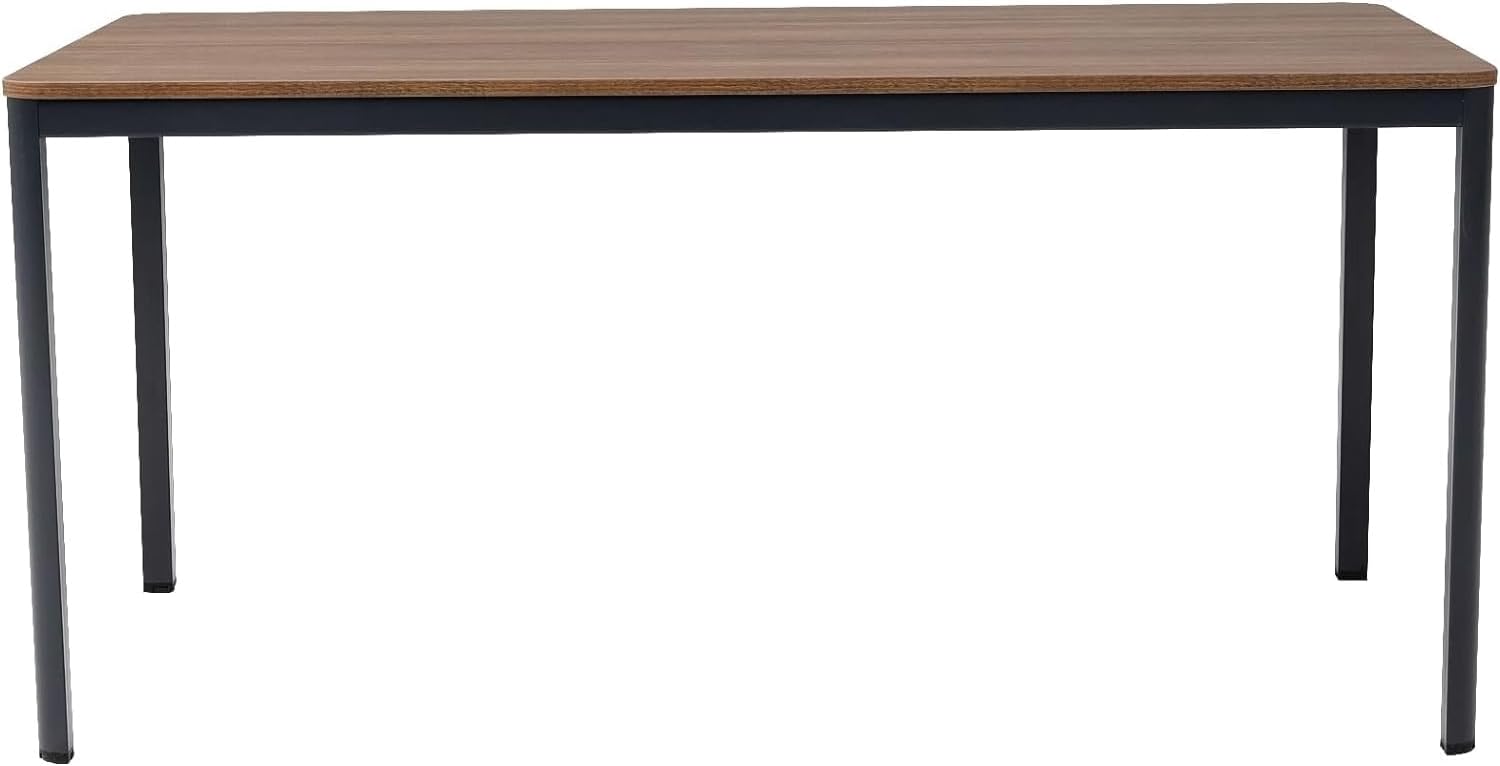 furni24 Schreibtisch D-Profil Nova 180x80x75cm, Nussbaum, Einfache Montage, Arbeitstisch, Bürotisch, Küchentisch, Esstisch, Druckertisch Büro-Möbel Computertisch Gaming-Tisch Mehrzwecktisch