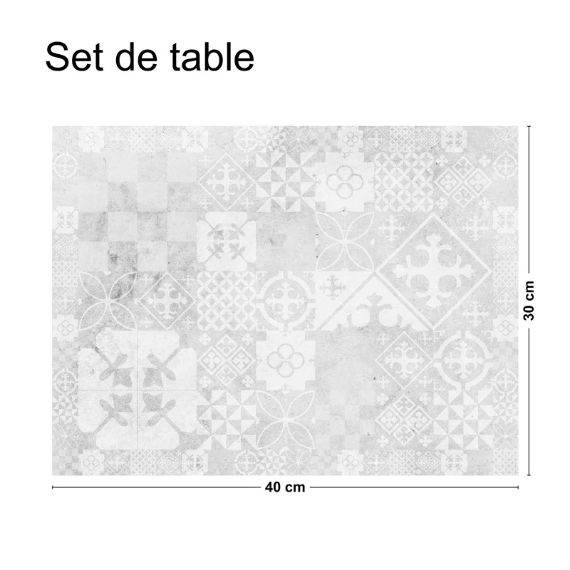 Lot de 4 sets de table L 40xl 30cm - CIMENT STYLE BÉTON USÉ 99deco