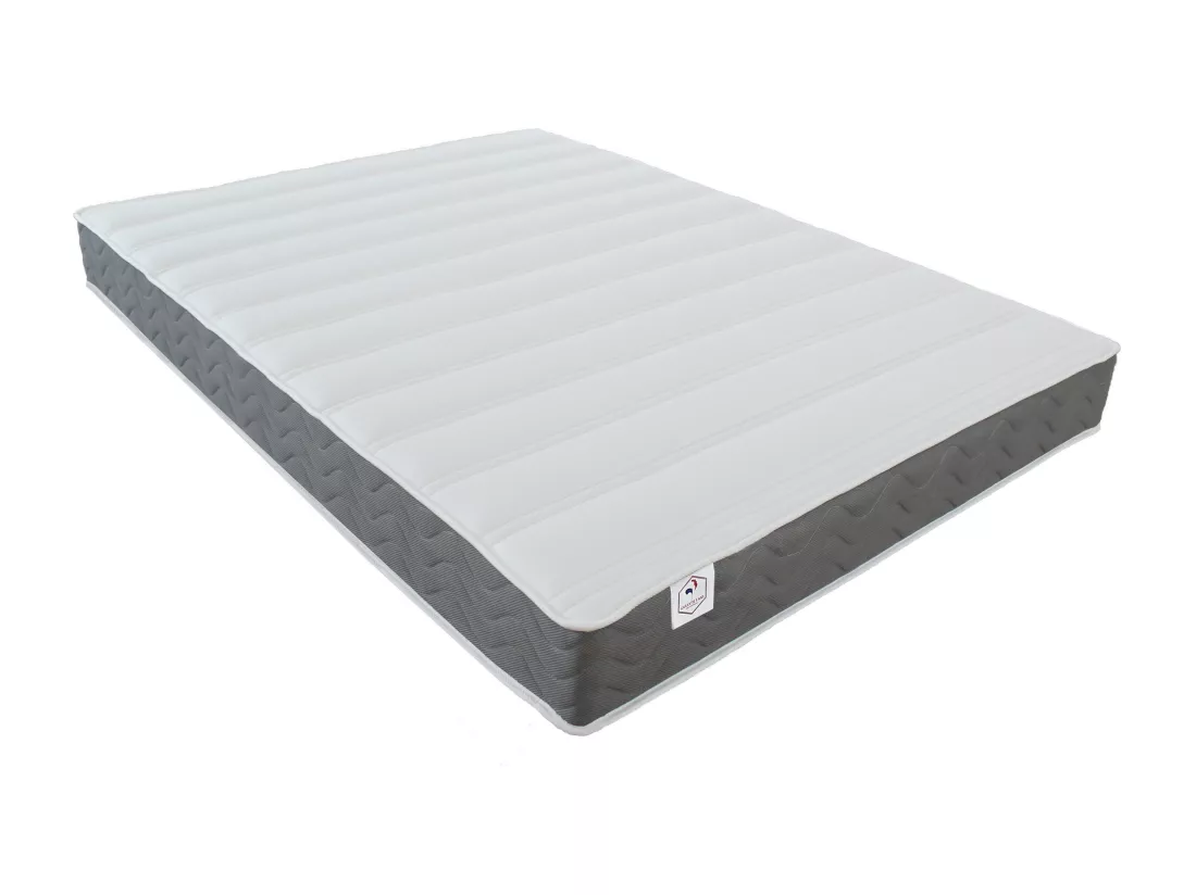 Lit escamotable 160 x 200 cm - Ouverture verticale manuelle - Blanc et gris + Matelas - MALINA II
