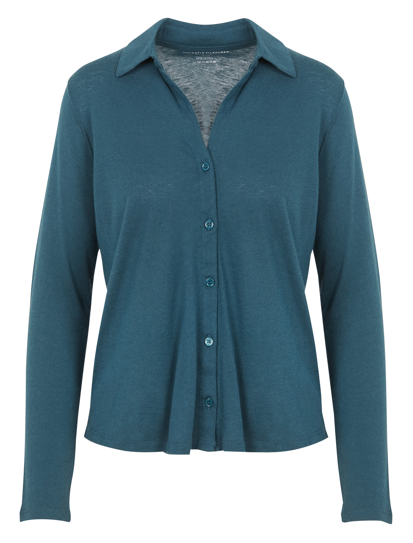 Top col classique en coton mélangé| Bleu