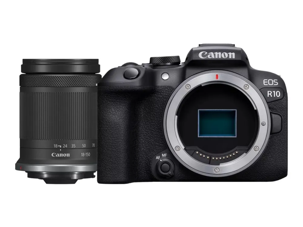 Canon EOS R10 - Digitalkamera - spejlløst - 24.2 MP - APS-C - 4K / 60 fps - 8.3x optisk zoom RF-S 18-150 mm F3.5-6.3 IS STM objektiv - Wi-Fi, Bluetooth - sort
