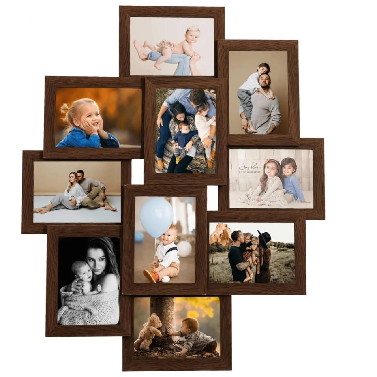 vidaXL Collage Cadres 10x(10x15) Marron